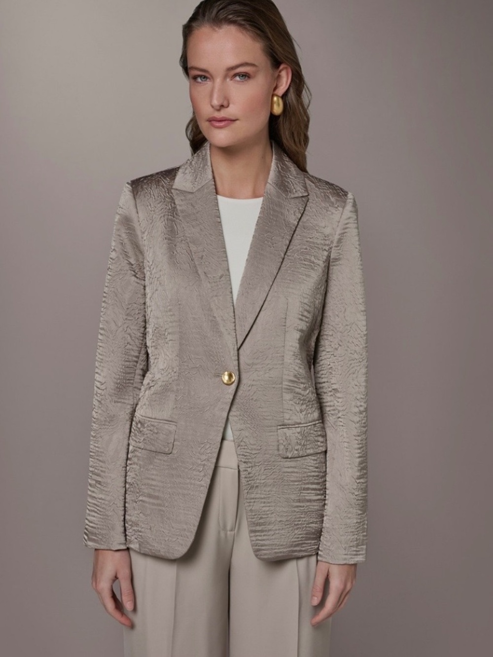NWT Donna Karan New York Women's Novelty One-Button Peak Lapel Blazer